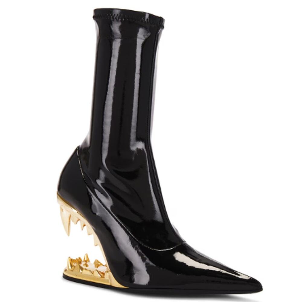 GCDS Morso Vinyl Ankle Boots in Black NWOT Size 36 (sold out on Revolve) - Picture 1 of 4